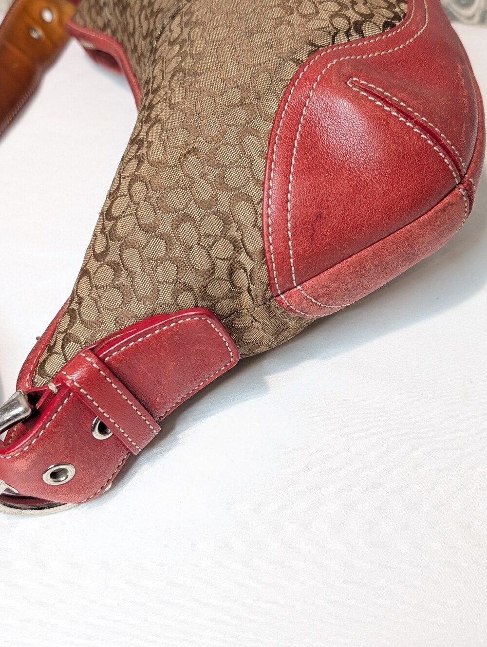 Coach Signature Mini Jacquard Leather Hobo Shoulder Bag - Picture 6 of 9